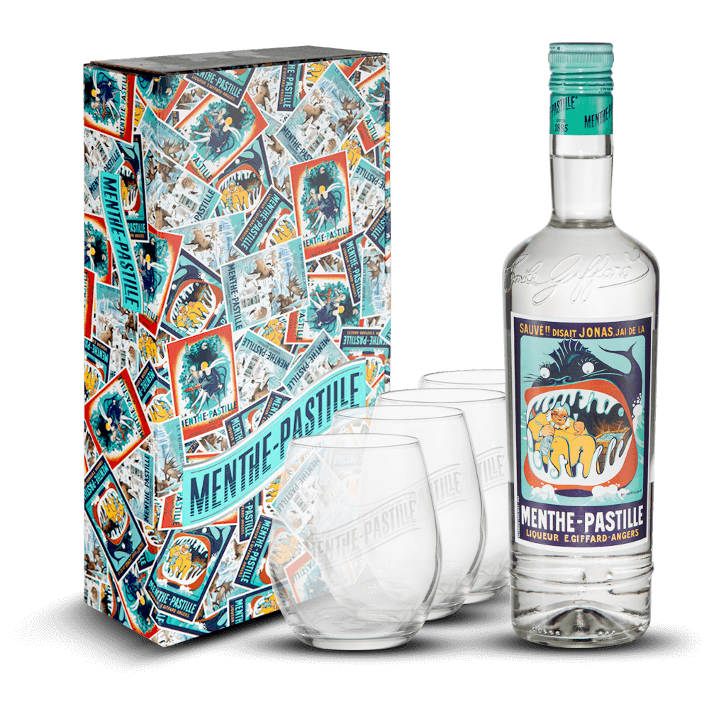 Giffard Coffret Menthe Pastille 24% + 4 Verres