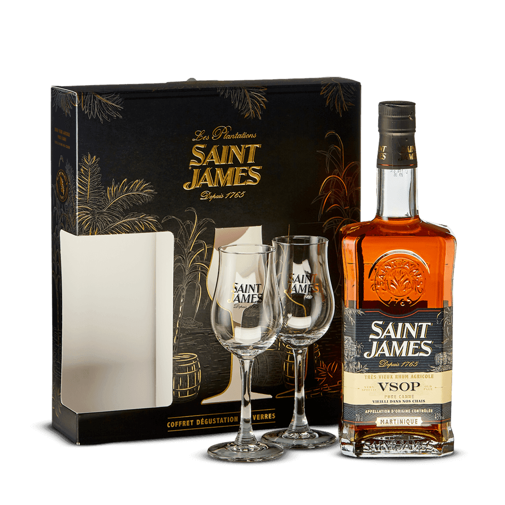 Coffret Saint James VSOP + 2 Verres 43%