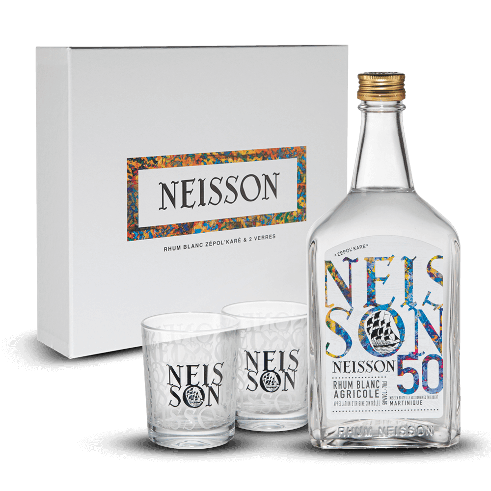 Coffret Ti Punch Neisson Blanc 50% + 2 Verres