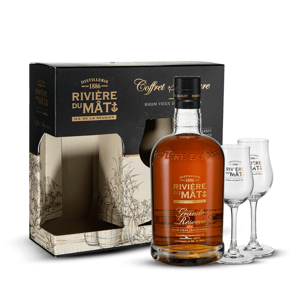 Coffret Rivière Du Mât Grande Réserve + 2 Verres 40%