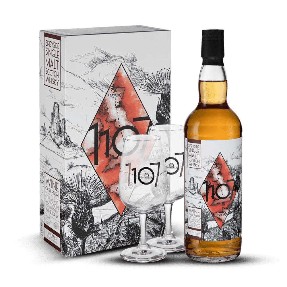 Coffret 1107 Wine Cask + 2 Verres 43%