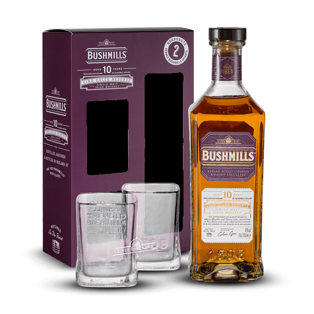 Coffret Bushmills Vino Dulce 43% + 2 Verres