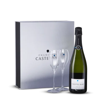 Coffret Champagne Castelnau brut réserve + 2 flûtes